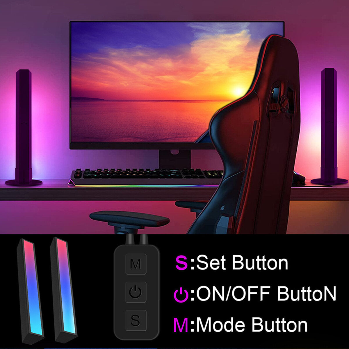 LED Atmosphere Light Speaker Music Player with APP Control Music Follow Mode Fill Light