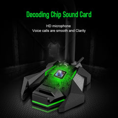 Multifunctional USB 3.5mm LED Wired Omnidirectionnel Game Microphone with Dual Mics HD Smart Sound Card for Computer Laptop