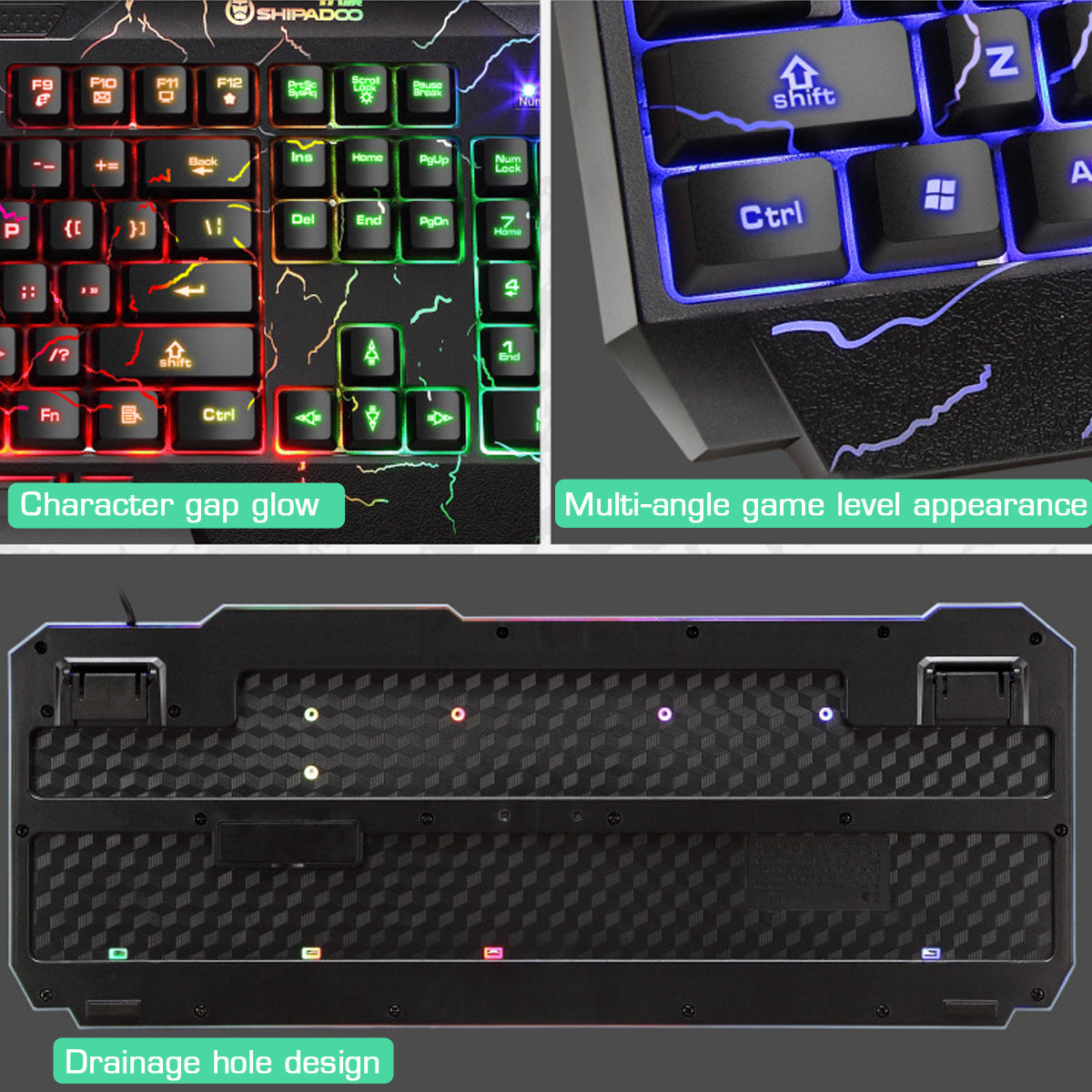 104 Keys Gaming Keyboard RGB Backlight Wired Mechanical Feeling Keyboard and 1600 DPI RGB Gaming Mouse