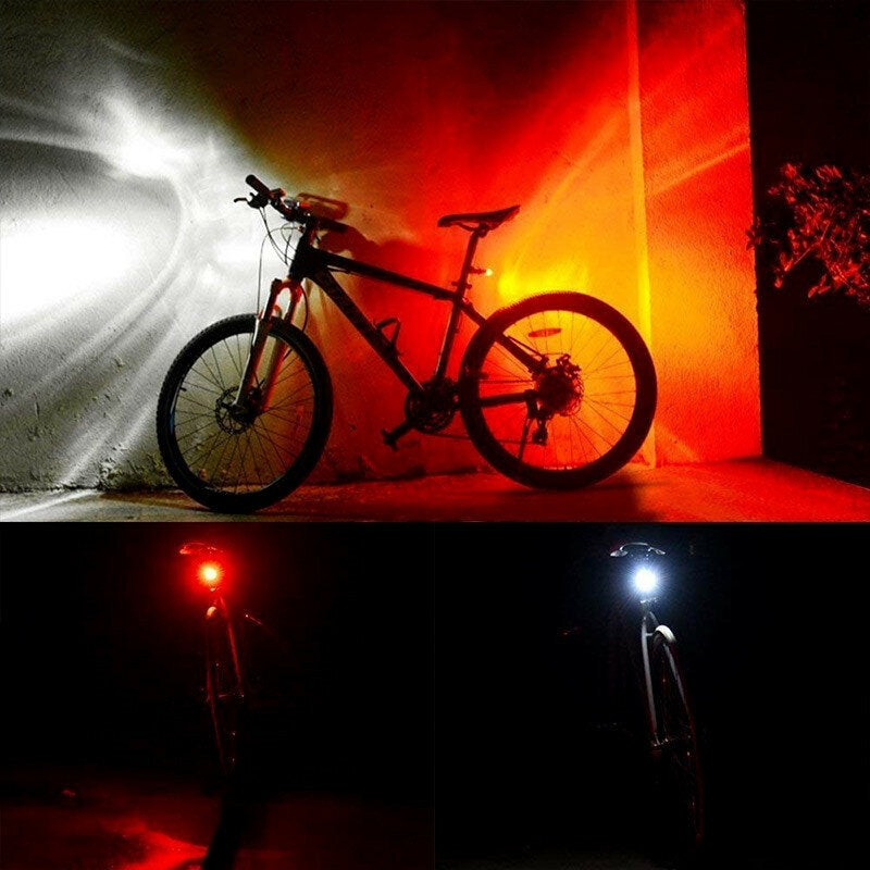 Bike Light Set 4 Modes USB Rechargeable Bicycle Headlight Safety Warning Taillight Outdoor Cycling for ADO