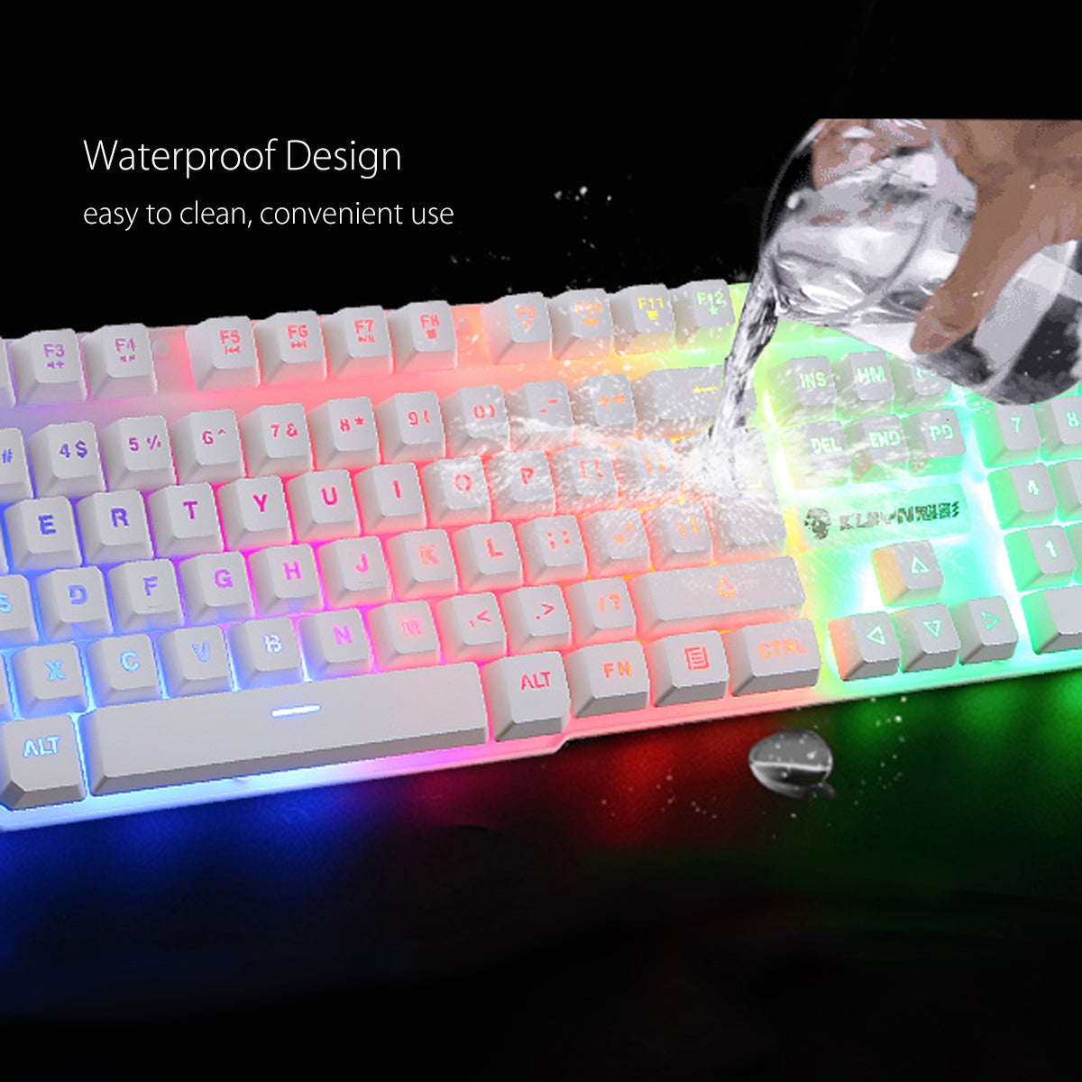 Rainbow Backlight USB Wired Gaming Keyboard 2400DPI LED Mouse Combo with Mouse Pad