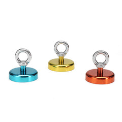 60mm 112kg Neodymium Recovery Magnet Metal Detector Circular Eyebolt Red/Yellow/Blue