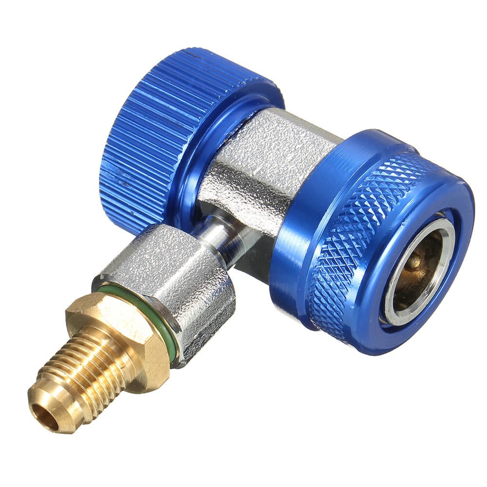 A/C R134a Low/High Quick Connect Adapter Coupler 90-degree Air-Conditioning Extractor Valve Core