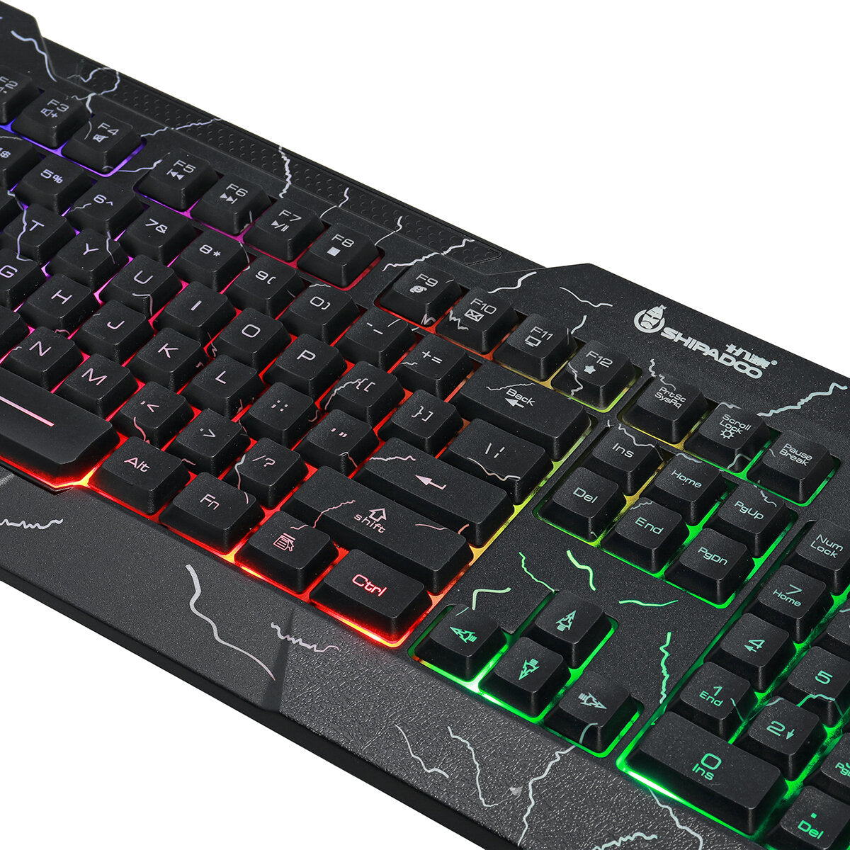 4-in-1 Keyboard Mouse Headset Mouse Pad Set USB Wired 104 Keys Cracked Keyboard Mouse Over-Ear Headset Mouse Pad Combo Set