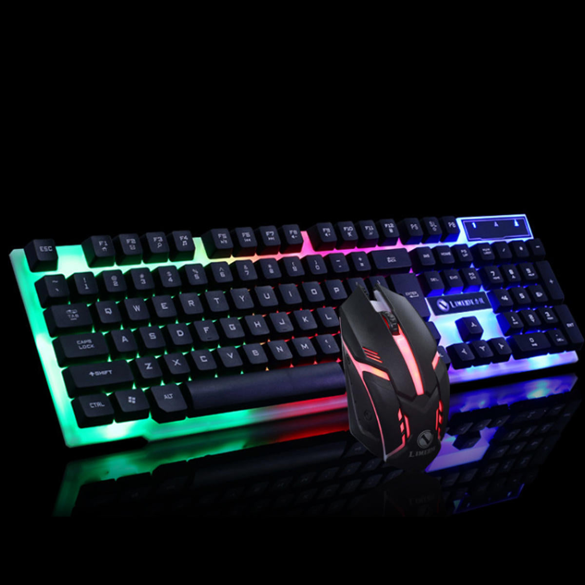104 Keys RGB Backlight Superthin Gaming Keyboard and 2.4GHZ 1200DPI 3 buttons USB Optical Gaming Mouse