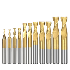 11pcs 2-12 HSS Milling Cutter 2 Flute Spiral End Mill for Wood Metal Aluminum Tool CNC Router Bit