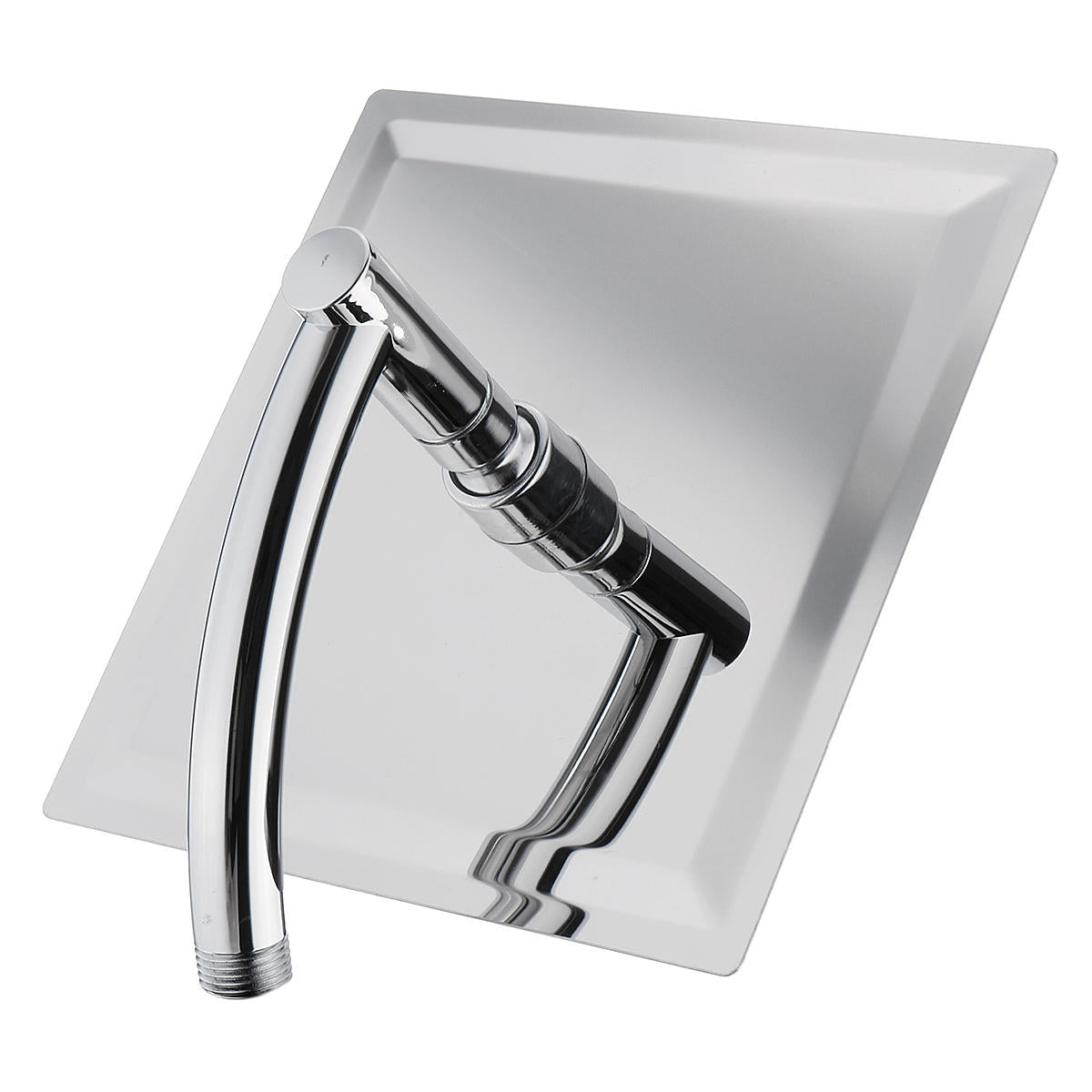 Square 8 Inch Rainfall Shower Head Extension with Arm Hose Kit Overhead