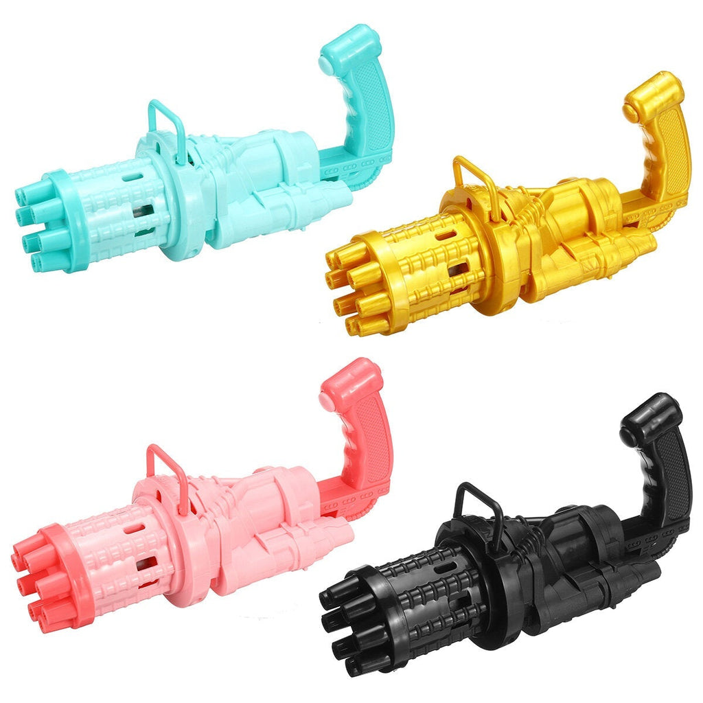 2 IN 1 Multi-color Electric Bubble Machine Maker & Mini Fan One Key 8-hole Output Toy for Kids Play Gift