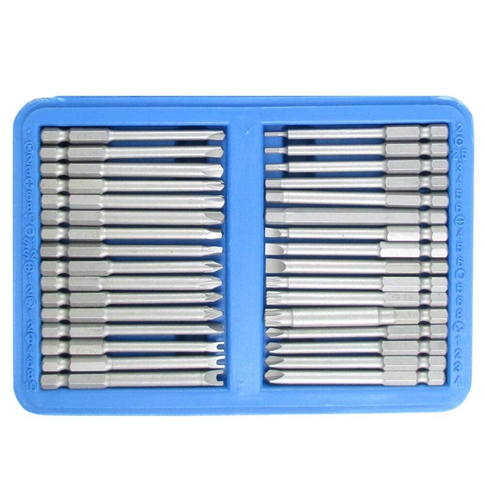 Hi-Spec 50Pcs 75mm Long Reach Bit Set Cr-V Quick Release Screwdriver Bits Torx Star Hex Pozi Phillips Slotted Screwdriver Hand Tool