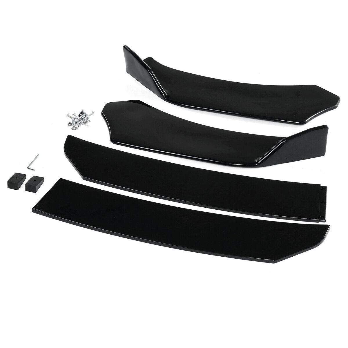 4PCS Black Front Lip Chin Bumper Spoilers Body Kits New For Car Universal