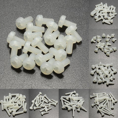 M3NP2 50Pcs M3 White Round Pillips Pan Head Plastic Nylon Screw Bolt 5/6/8/10/12/15/20/25mm Length