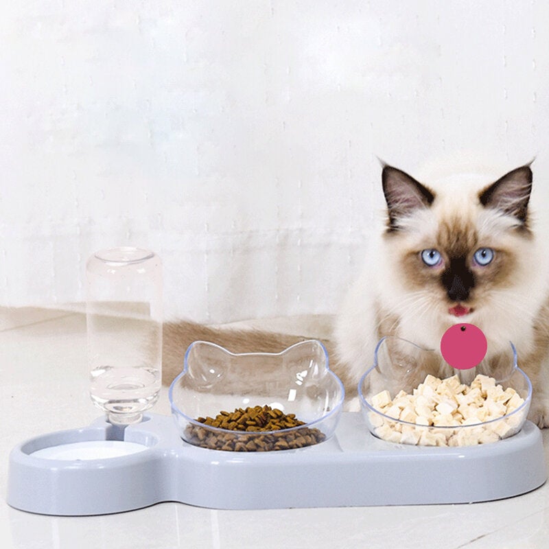 2-in-1 Food Bowl Autoxic Water Dispenser No-spill Food Feeder Dispenser Autoxic Dog Cats Drinking Bottles
