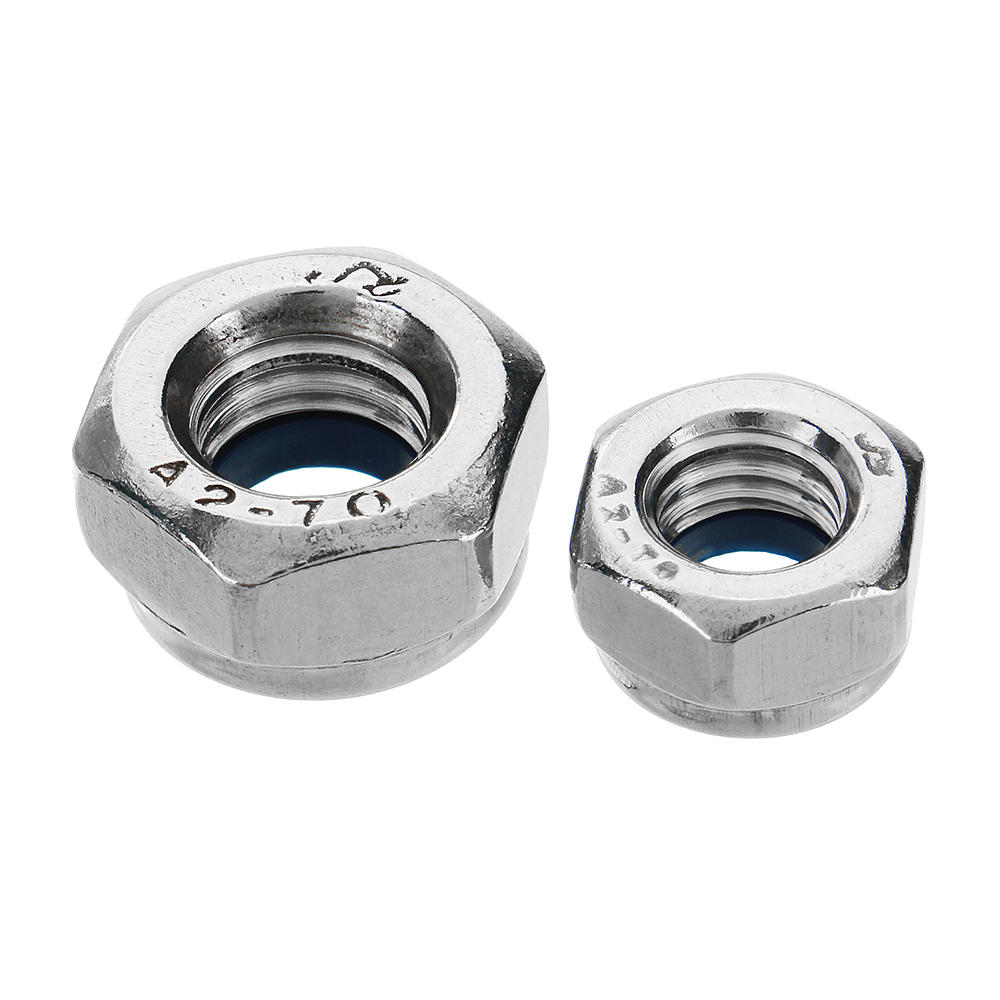 170Pcs 304 Stainless Steel Lock Nut Assortment M3/4/5/6/8/10/12 Nylon Insert Locknut