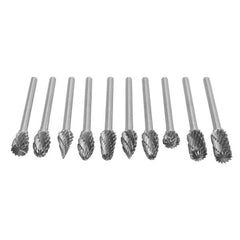 10pcs 3mm Shank Tungsten Carbide Burr Rotary File Drill Bits Cutter