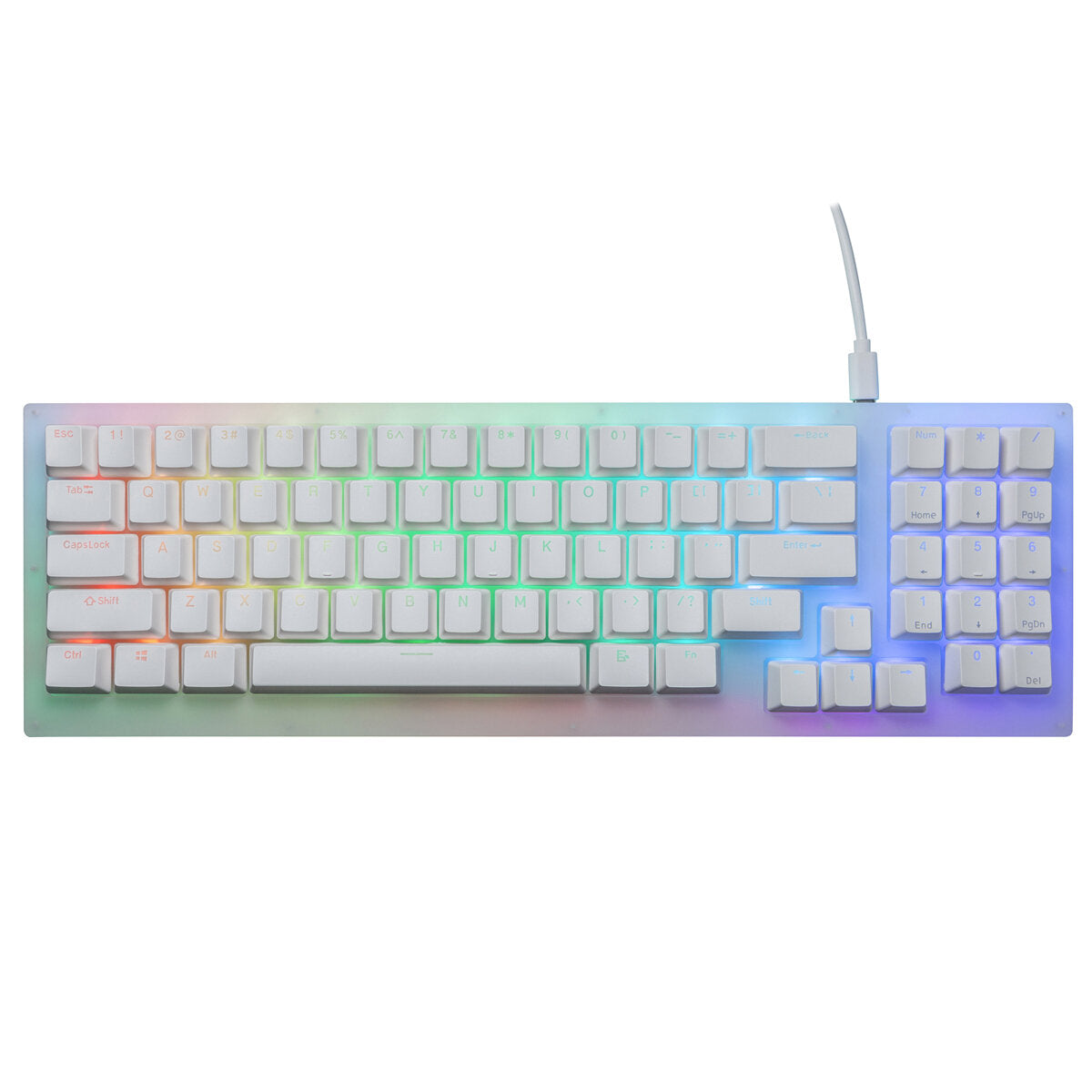 Mechanical Keyboard 77 Keys Hot Swappable Type-C Wired USB 3.1 NKRO Translucent Glass Base Gateron Switch RGB Gaming Keyboard with Numberpad