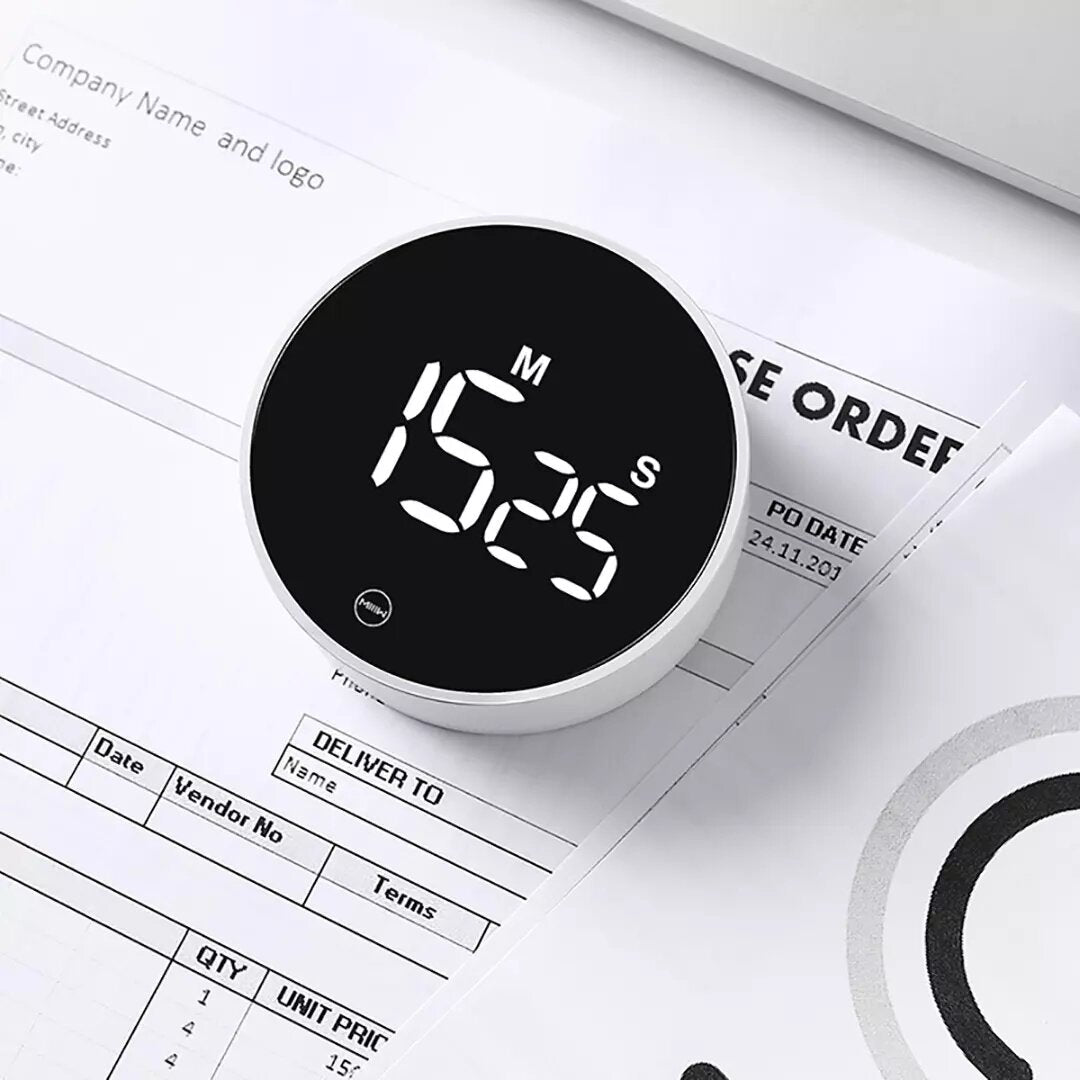 Mute Timer Rotation Timing Sound Brightness Adjustable Magnetic Alarm Clock LED Digital Display Timer