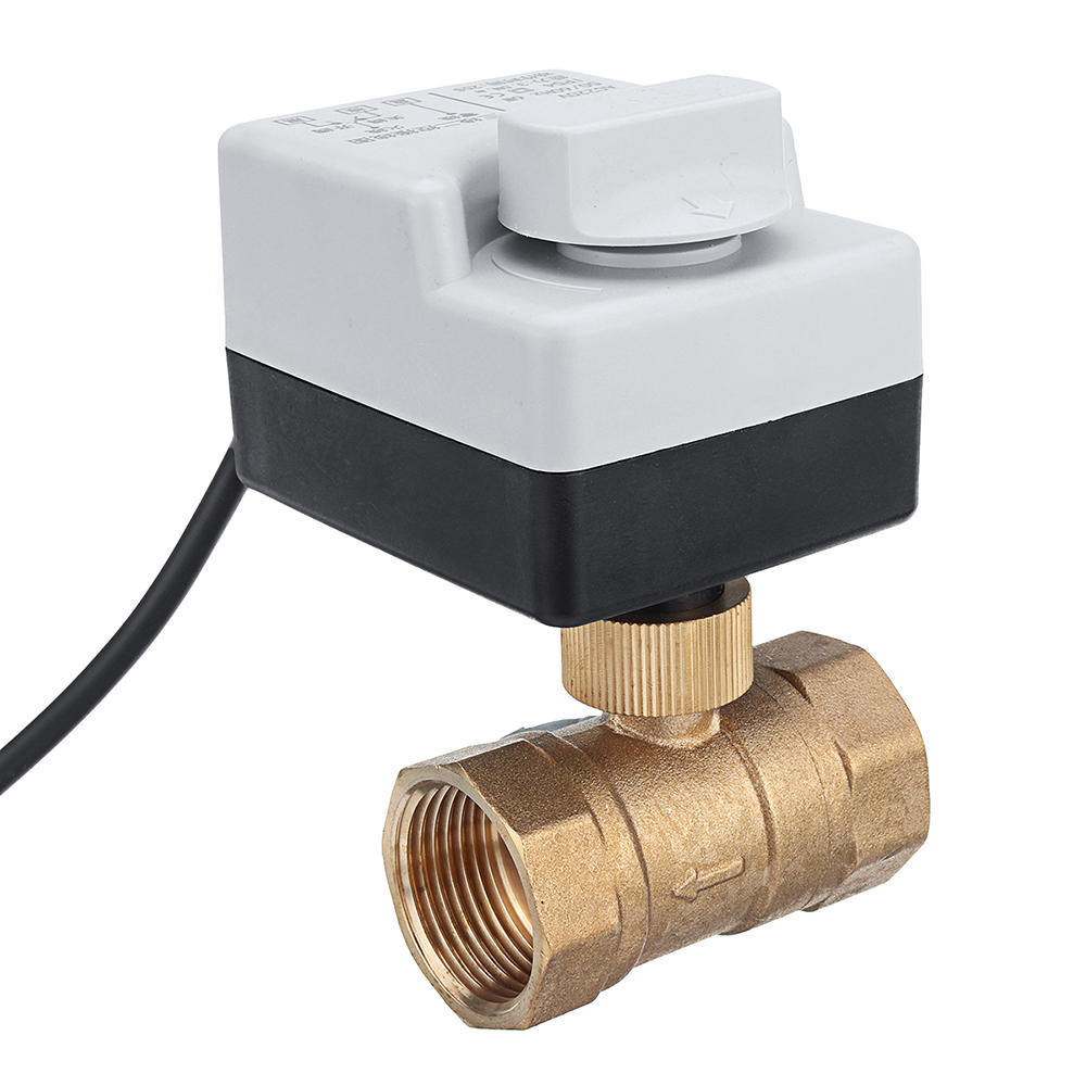 AC 220V 1/2" 3/4" 1" 1-1/4" Motorized Electric Brass Ball Valves 2 Way 3 Wires Full Port Valve