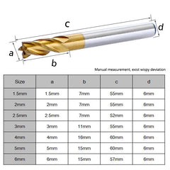 7PCS 1.5-6mm Titanium Coated HSS 4 Flute End Mill Cutter CNC Drill Bit Milling Cutter Set