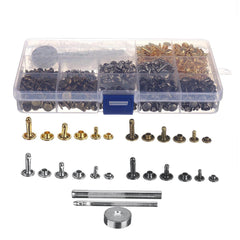 420+3 Sets Leather Craft Double Cap Rivets Tubular Metal Studs Fixing Tools Kit