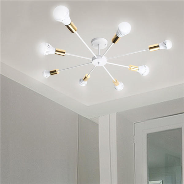 8 Heads Vintage Industrial Edison Chandelier Metal Flush Mount LED Ceiling Lights AC 85-265V