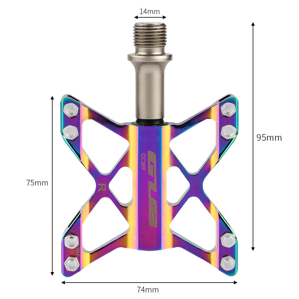 Bike Pedals Pair Aluminum Alloy 3 Bearing Flat Platform Colorful Non-slip