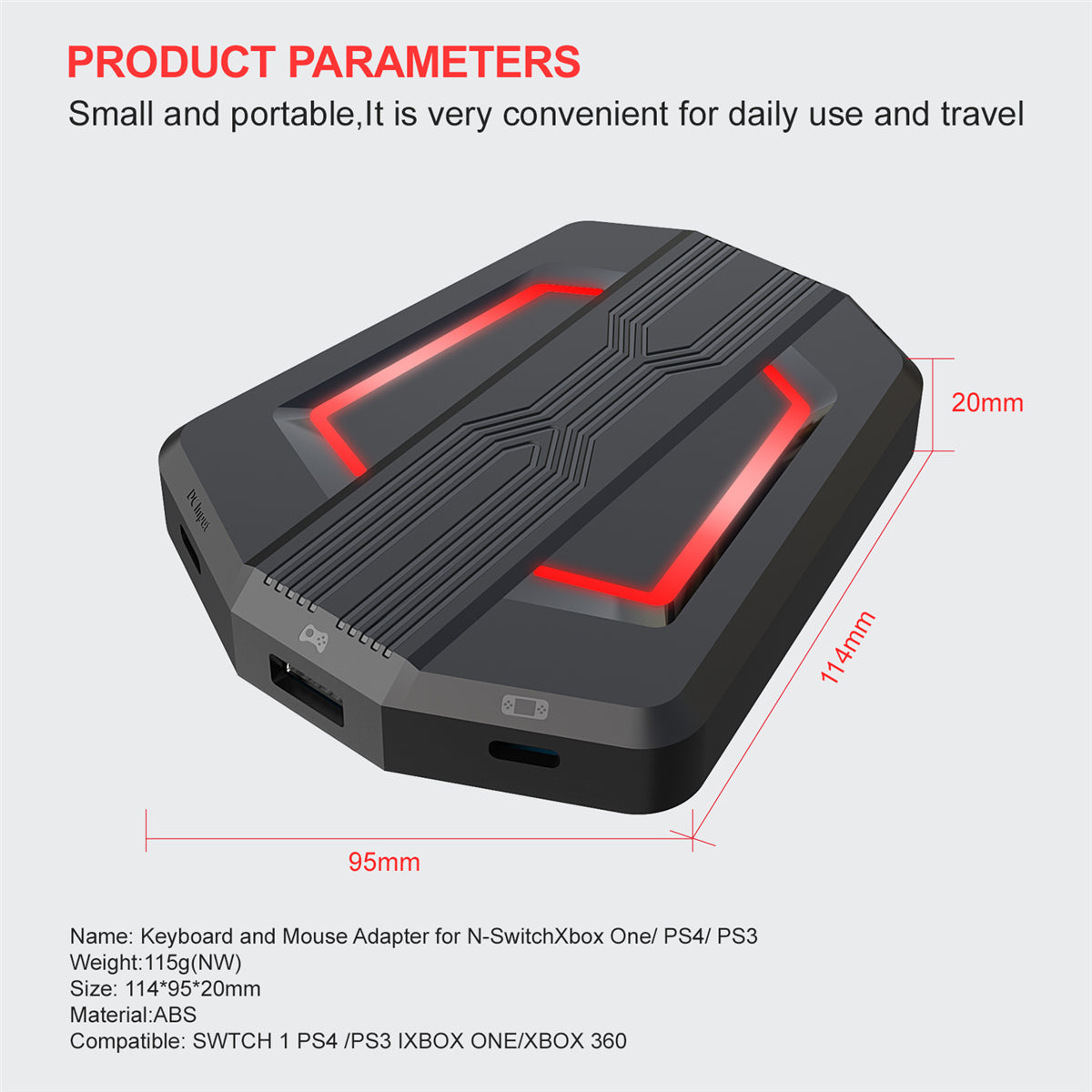 Gaming Keyboard Mouse Converter Combos 3200DPI Wired RGB Mouse 35 Keys Single-hand Keyboard Console Switch Adapter For PS3/PS4 P6+V100+A869