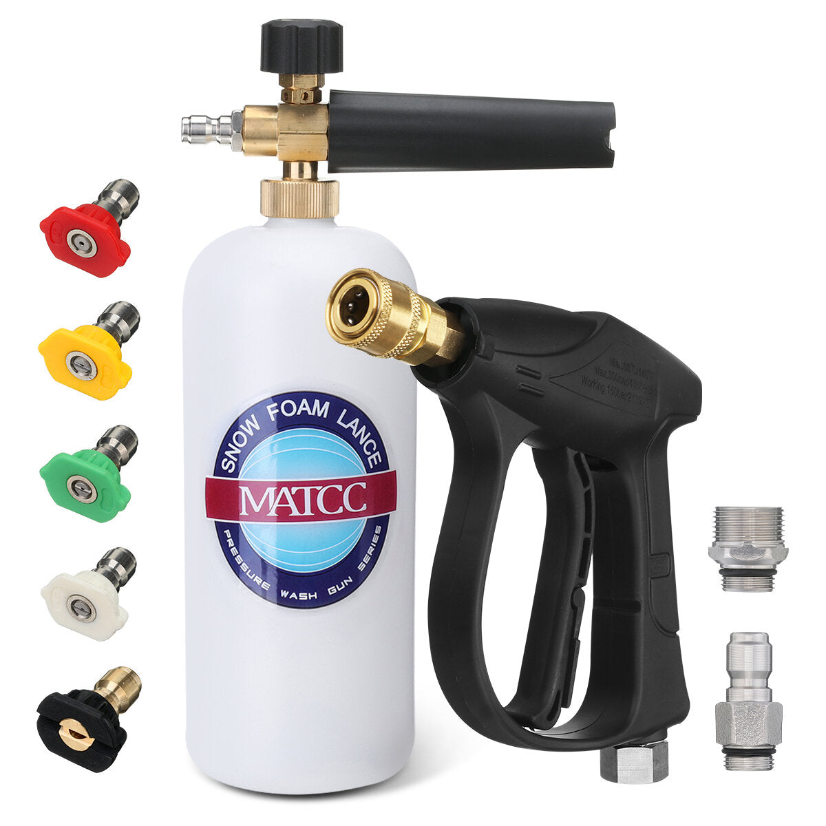 1L Bottle Foam Lance Car Washer Tool with 5PCS Pressure Washer Spray Nozzles