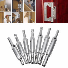 7pcs HSS Self Centering Hinge Drill Bit Door Window Cabinet Hole Puncher