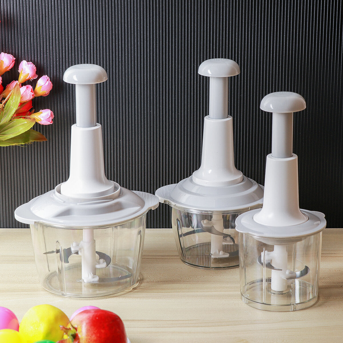 Manual Food Meat Grinder Vegetables Chopper Hand Press Blender Mixer 0.7/1.5/2L