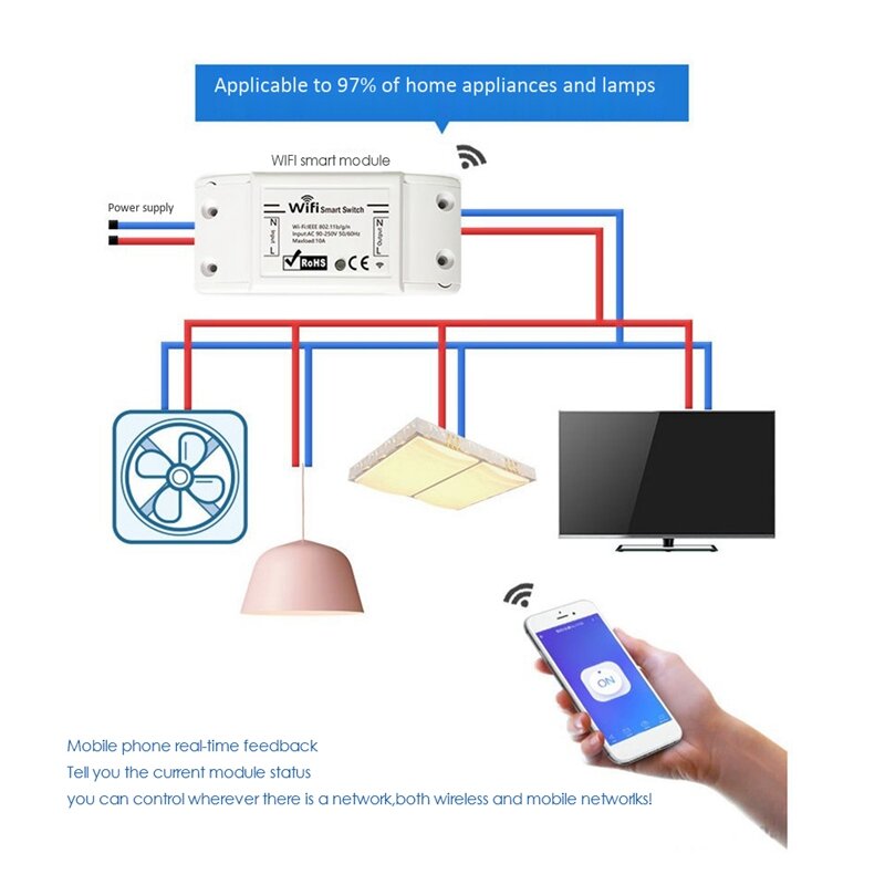 Smart Light Switch Universal Timer APP Wireless Remote Control Works with Alexa Google Home IFTTT