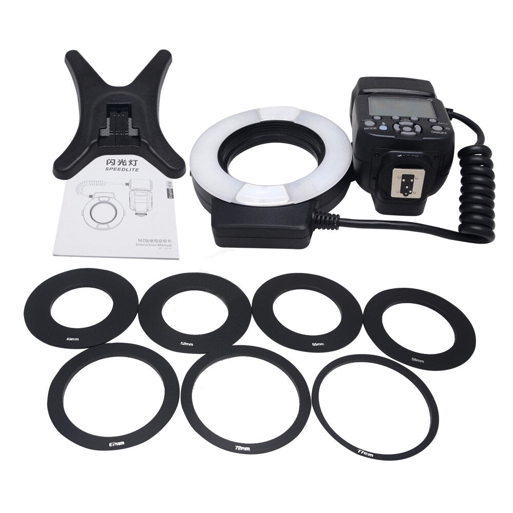 Macro TTL Ring Flash Light + Metal Adapter Ring