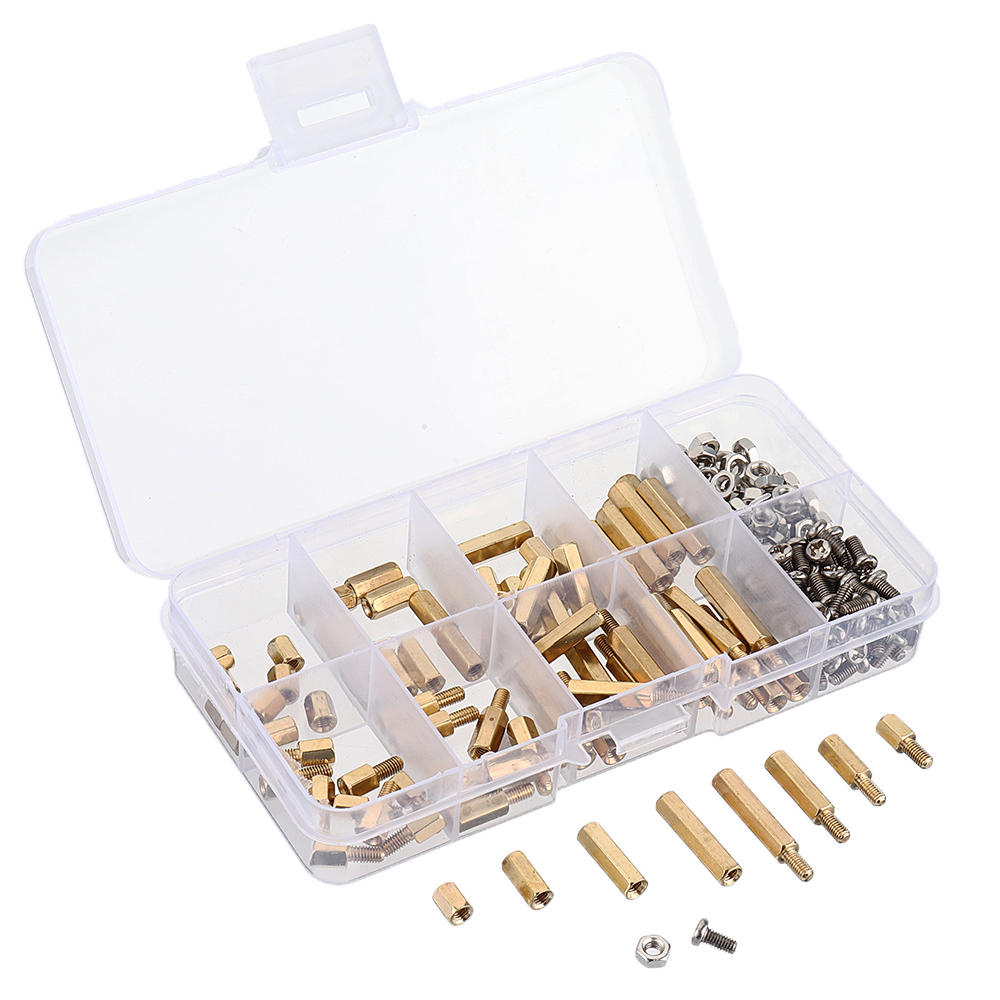 M3BH9 180Pcs M3 Male-Female Brass Hex Column Standoff Support Spacer Pillar Stainless Steel Screws Nuts for PCB Board