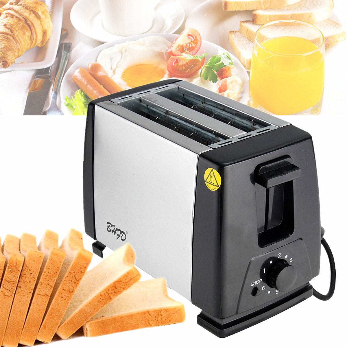 Electric Automatic 2 Slice Bread Toaster Oven Toaster Sandwich Maker Grill Machine