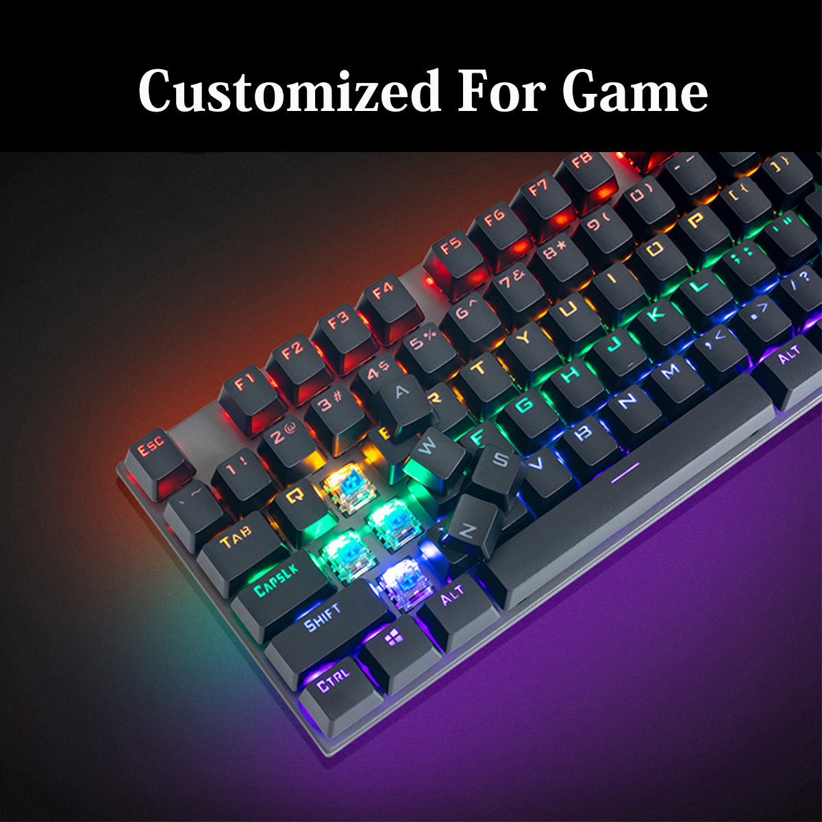 104 Keys Wired Mechanical Keyboard Blue Switch Metal Panel 22 Backlight Effects Gaming Keyboard