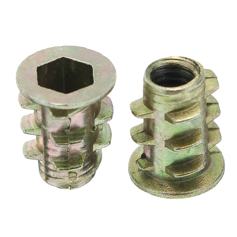 50Pcs M6 Zinc Alloy Wood Furniture Hex Socket Drive Head Screw-in Threaded Insert Nut 8mm-25mm
