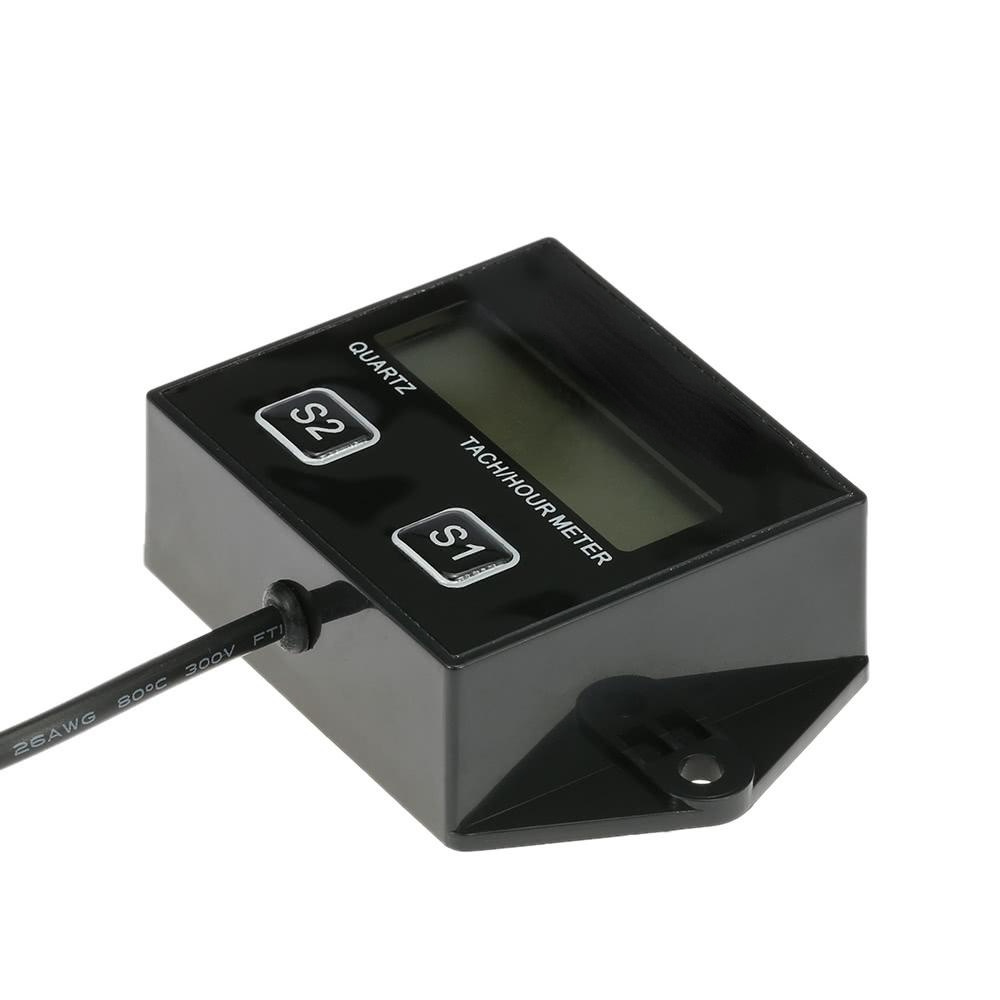 Digital Engine Tach Tachometer Hour Meter Gauge Resettable Inductive for Racing Motorcycle