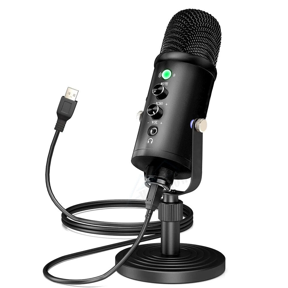 Metal USB Mic Condenser Microphone Recording for Laptop Windows Cardioid Studio Vocals Voice Over YouTube Tik Tok