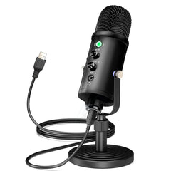 Metal USB Mic Condenser Microphone Recording for Laptop Windows Cardioid Studio Vocals Voice Over YouTube Tik Tok