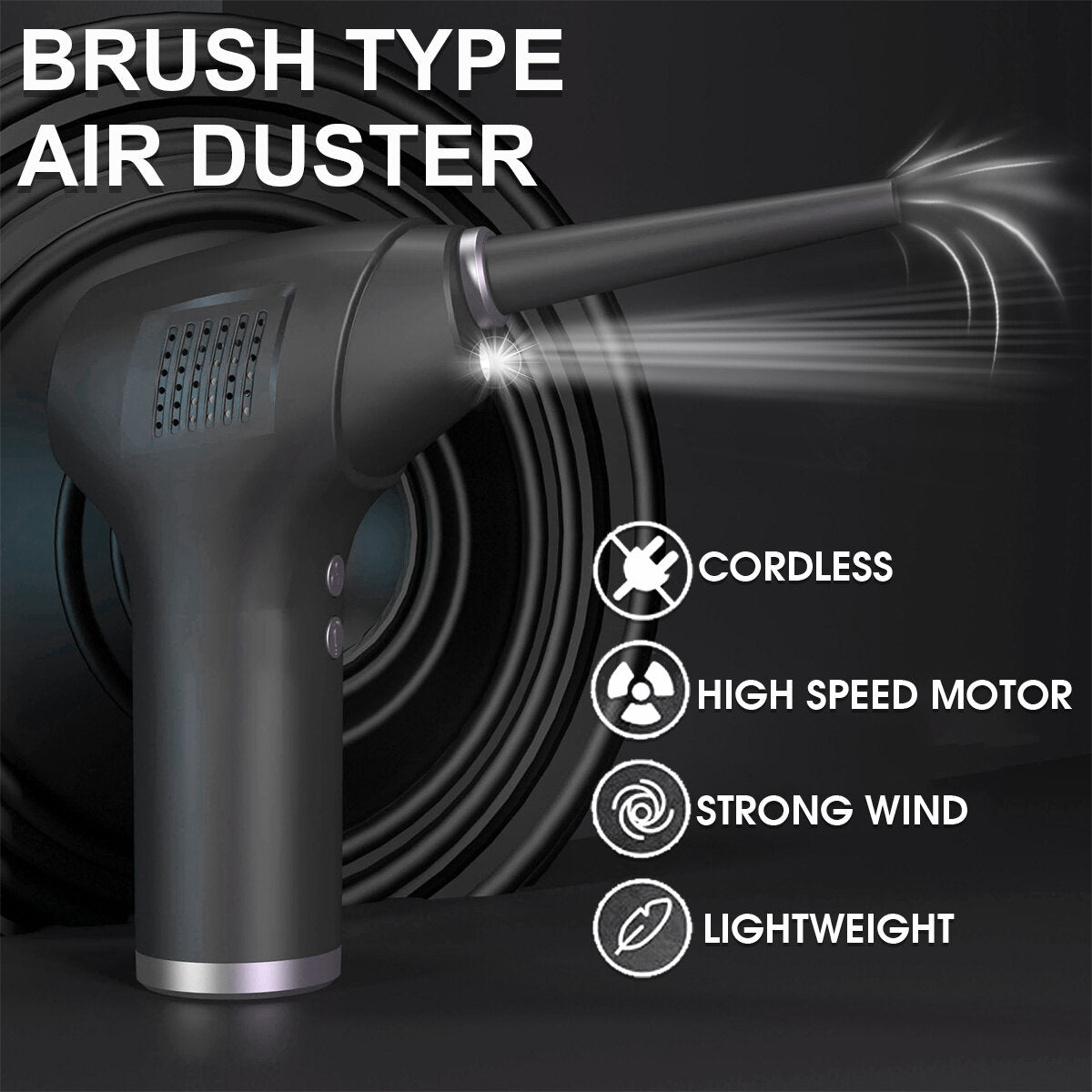 Portable Cordless Vacuum Cleaner 60W 45000Pa Suction USB Rechargeable 15000mAh Battery with LED Ligh for Car Home
