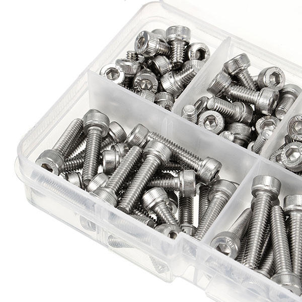 M4SH1 M4 Stainless Steel Hex Socket Cap Head Screws Bolts Nuts Assortment Kit 250Pcs