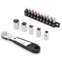 16Pcs Mini Ratchet Wrench Screwdriver Bit Set Driver Socket Accessories