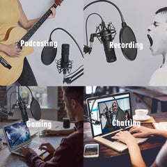 Condenser Microphone Kit Live Set Metal Shockproof Professional Recording Studio
