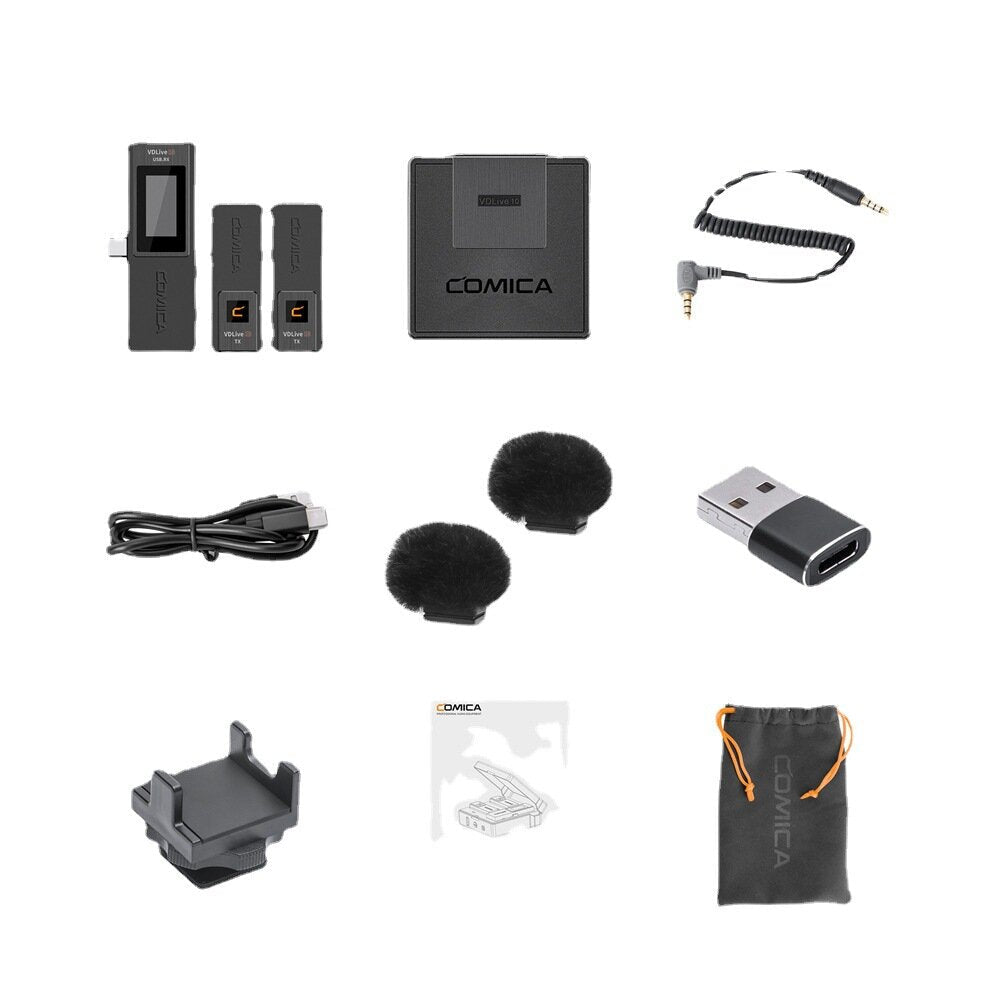 2.4G Wireless Multifunction Dual Channel Conference Stereo USB Microphone for Smartphone DSLR Camera
