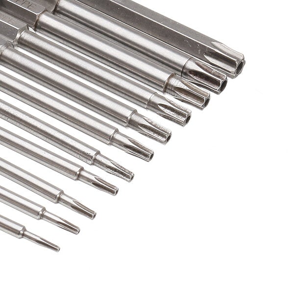 11pcs T6-T40 75mm Magnetic Torx Screwdriver Bits 1/4 Inch Hex Shank