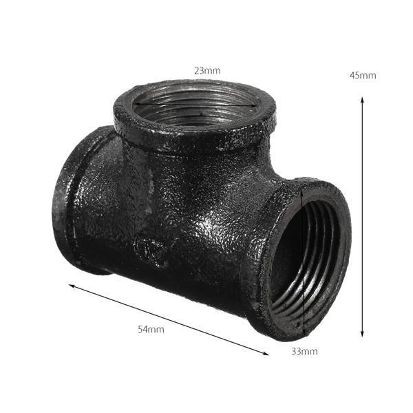 3/4 Inch 3-Way Malleable Iron Threaded Cross Pipe Plumbing Fitting Connector