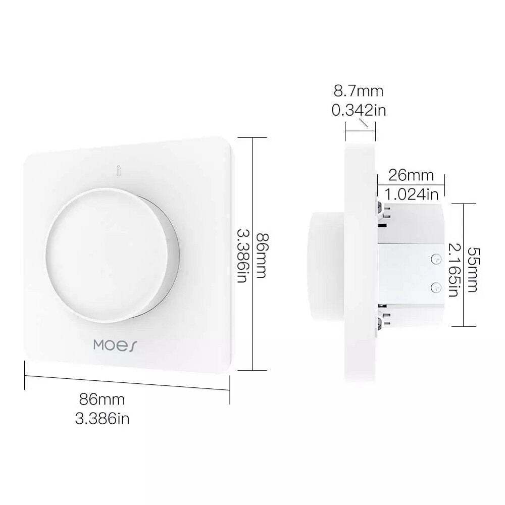 WiFi Smart Rotary Light Dimmer Switch Brightness Memory Smart Life/Tuya APP Remote Control Works with Alexa Google