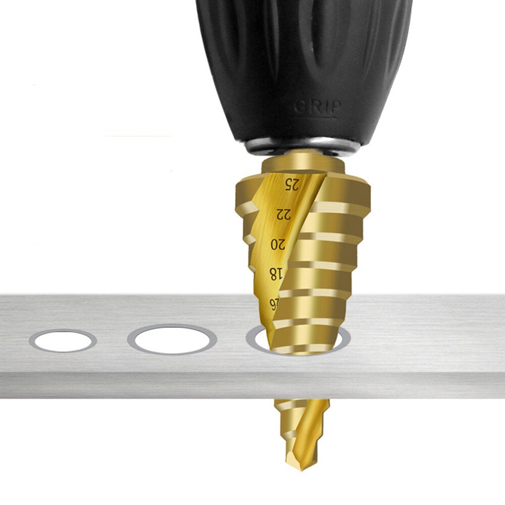 6.35mm Hex Shank HSS 4241 Titanium Coated Spiral Step Drill Bit For Hole Drilling Metal
