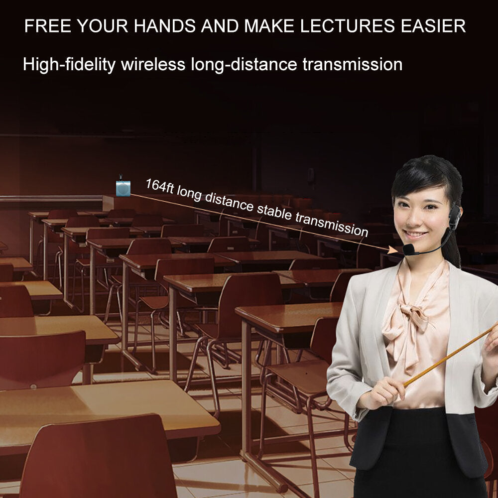 UHF Handheld Head-Ware Wireless Microphone Recording Vlog for Youtube Tiktok Tourist Guide Square Dance Teaching Meeting