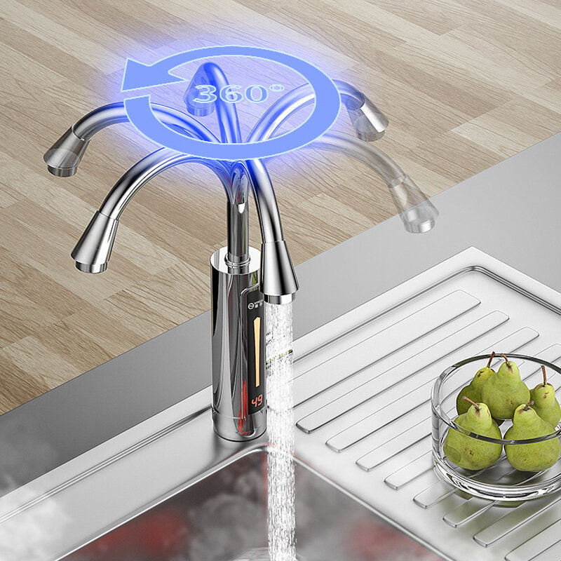 3300W Electric Hot Water Heater Faucet LED Ambient Light Temperature Display Instant Heating Tap