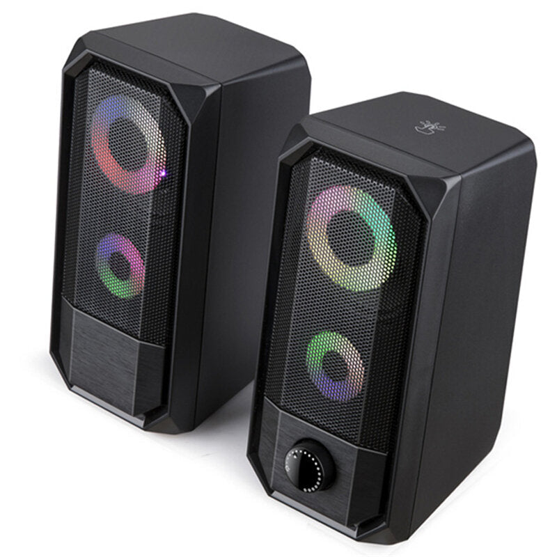 Wired Computer Speaker 10W Stereo Bass RGB Luminous USB 3.5mm Desktop Soundbar Multimedia Speaker